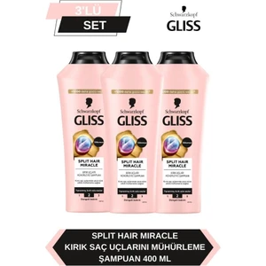 Split Hair Miracle Şampuan 3x400 ml – Kırılma Karşıtı, Kırık Uç Onarıcı, Silikonsuz, Üzüm Çekirdeği Yağlı, Tüm Saç Tiplerine Uygun