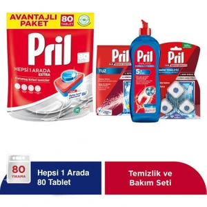 Hepsi Bir Arada Extra 80YIKAMA Bulaşık Makinesi Deterjanı Tableti + Temizlik ve Bakım Seti