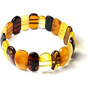 Amber By Mazukna Kahverengi Süt Bal Rolex Model Damla Kehribar Bileklik Esnek Misina, Sertifikalı