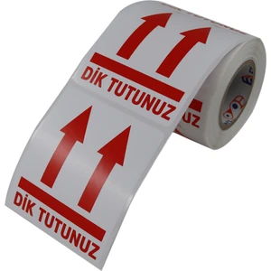 Hazır Etiketler Dik Tutunuz Etiketi 70MM x 80MM Ruloda 250 Adet Kuşe Rulo Etiket