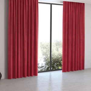 Devrim Olivya Tekstil Petek Kadife Dokulu Lüks  Kırmızı  Ada Fon Perde En  x  Yükseklik