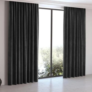 Devrim Olivya Tekstil Lüks 1.Sınıf Eleleganse Petek Kadife Dokulu Lüks Siyah Ada Fon Perde Tek Kanat