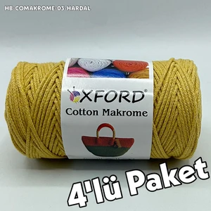 Oxford İplik 4'lü Paket Açık Hardal Cotton Makrome 03  - Pamuk Makrome ve Çanta Ipi