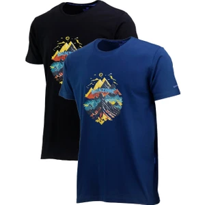 Erkek Mevsimlik Göğüs Baskılı Standart Fit 2'li Set T-Shirt