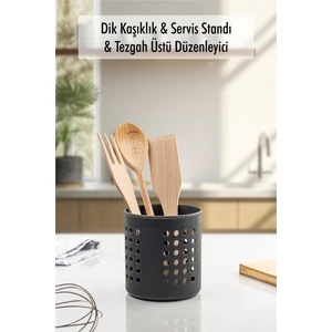EW's Kitchenware Füme Silindir Dik Kaşıklık &  Tezgah Üstü Düzenleyici & Servis Standı