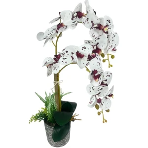 Yapay Çiçek 2li Benekli Bordo Islak Orkide Seramik Saksıda Orkide 60CM