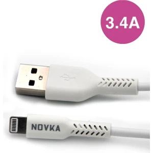 NOVKA Phone Accessories  Apple iPhone Uyumlu 3.4 A Lightning & USB Data ve Şarj Kablosu 1 Metre Beyaz