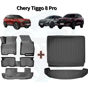 Chery Tiggo 8 Pro Excellent 2023 3D Bagaj Havuzu ve Araca Özel Paspas Seti (Hediyeli)