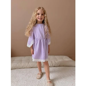 Yiğit Butik Yigit Butik Müslin Kumaş Panço Model Kız Çocuk Elbise