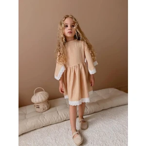 Yiğit Butik Yigit Butik Müslin Kumaş Panço Model Kız Çocuk Elbise