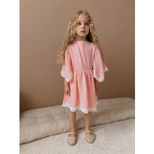 Yiğit Butik Yigit Butik Müslin Kumaş Panço Model Kız Çocuk Elbise