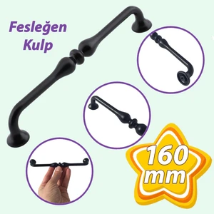 Fesleğen Kulp 160 mm Siyah Mutfak Kulbu Çekmece Dolap Kapak Kulbu Metal Mobilya Dolabı Kulpları