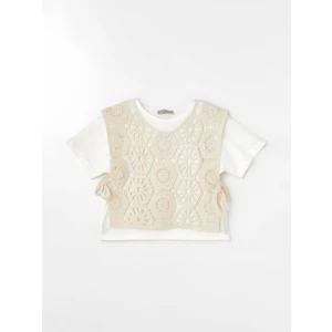 Little Star Kız Çocuk Motif Yelekli Dantelli Bluz