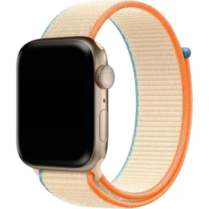 Apple Watch 42 mm / 44MM / 45MM/ 49 mm /se/ultra ile Uyumlu) Cırtlı Bant Kordon Turuncu Mavi