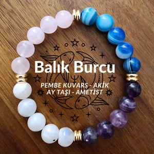Şifa Köşesi Balık Burcu Orijinal Doğal Taş Kadın ve Erkek Bileklik