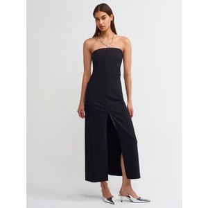 90758 Straplez Elbise-Siyah