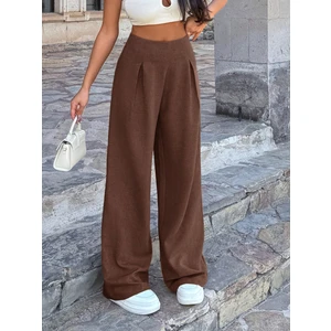 Kadın Pile Detaylı Melanj Keten Pantolon PANT0488