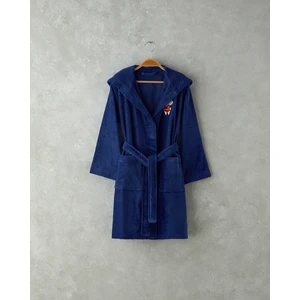 English Home Elephant Kadife Çocuk Bornoz 6-8 Yaş Koyu Mavi