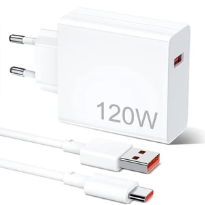 Instagrom Xiaomi Huawei Oppo Poco Uyumlu Turbo 120W Hızlı Şarj Destekli Adaptör ve Kablo Seti Beyaz
