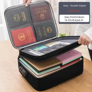 F Siyah Belge Düzenleyici Evrak Çantası A4 Klasör Tutucu Erkek Kadın Çanta Kapak Çanta Pasaport Ev Güvenli Fonksiyonel Dosya Saklama Kutusu (Yurt Dışından)