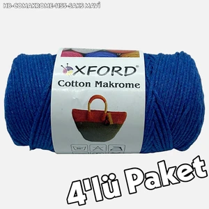 4'lü Paket Saks Mavi Cotton Makrome 1153  -  Pamuk Makrome ve Çanta Ipi
