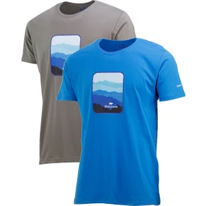 Erkek Yazlık Göğüs Baskılı Standart Fit Mavi Vizon 2'li Set T-Shirt