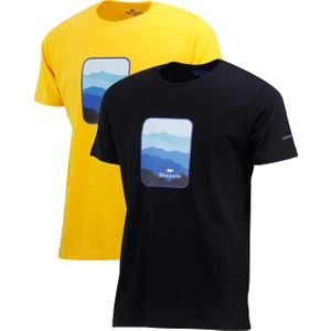 Erkek Yazlık Göğüs Baskılı Standart Fit Siyah Sarı 2'li Set T-Shirt