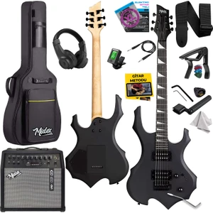 Force-AMP50 Üst Seviye 50 Watt Amfili Elektro Gitar H-H Profesyonel Full Set Aksesuarlı