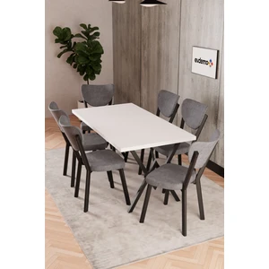 Elma  6 Kişilik Mutfak  Yemek Masa Takımı Gri