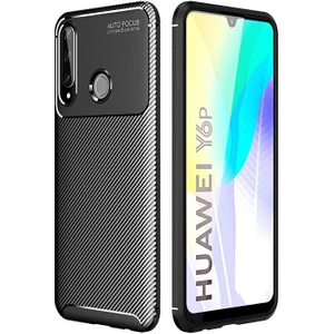 Huawei Y6P Kılıf Karbon Koruyucu Yumuşak Silikon Nero Kapak