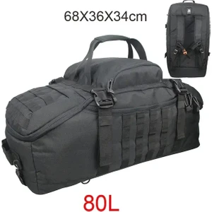 80L Siyah Spor Çantaları Spor Kamp Trekking Çantaları Yürüyüş Seyahat Su Geçirmez Av Çantası Saldırı Askeri Açık Sırt Çantası Taktik Sırt Çantası (Yurt Dışından)