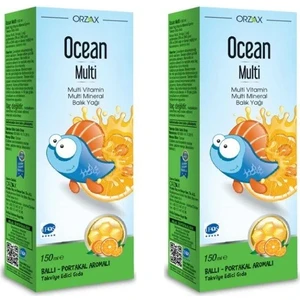 Ocean Orza x  Multi Ballı-Portakal Aromalı Şurup Multi Vitamin Multi Mineral Balık Yağı | 150 Ml (2 Adet)