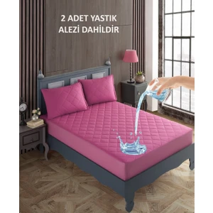 Çift Kişilik Yastıklı Yatak Alez Seti  Pamuk Kapitone Su Sıvı Geçirmez Yatak ve Yastık Koruyucu