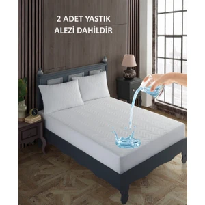 Çift Kişilik Yastıklı Yatak Alez Seti  Pamuk Kapitone Su Sıvı Geçirmez Yatak ve Yastık Koruyucu