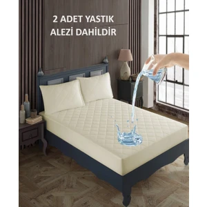 Çift Kişilik Yastıklı Yatak Alez Seti Pamuk Kapitone Su Sıvı Geçirmez Yatak ve Yastık Koruyucu
