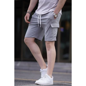 Boyalı Gri Erkek Kargo Cep Şort 6534