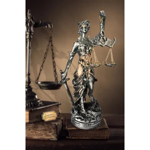 Realistic of Art Museum Heykel Biblo Adalet Terazisi Themis 20 Cm. Antik Gümüş & Antik Gold