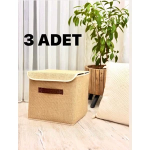 Home Collection Jüt Kapaklı Dolap Içi Çamaşır Oyuncak Düzenleyici Katlanır Saklama Kutusu 30X30X30 cm