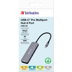 Verbatım 32151 Usb-C Pro 8 Port Çok Bağlantılı Hub Cmh-08