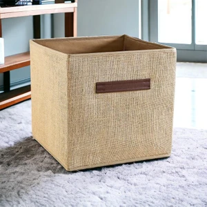 Rope Home 100% Jüt Kapaksız Dolap Içi Çamaşır Oyuncak Düzenleyici Katlanır Saklama Kutusu 30X30X30