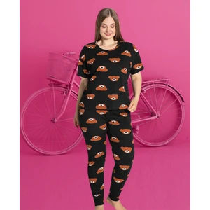 Kadın Büyük Beden Kısa Kollu Pijama Takımı Tampap 4130-B