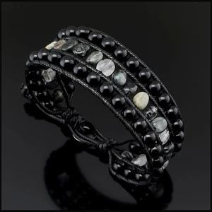 Seven Art Jewelry Doğal Taş Bileklik, Rutil Kuvars, Kartal Gözü ve Akik Taşı Bohem Bileklik