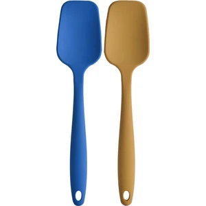 Kitchen Design Lab Büyük Boy Yanmaz Yapışmaz Sarı Mavi Silikon Düz  Spatula Seti 2 Adet