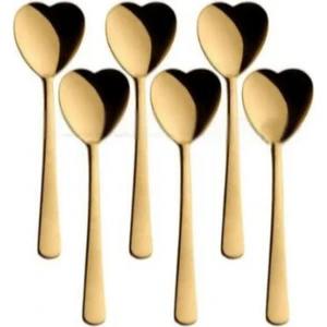Kitchen Design Lab Gold Kalp Şekilli 6'lı Dondurma ve Tatlı Kaşığı - Kutulu, Altın Renk Dondurma ve Tatlı Kaşığı 6 Adet