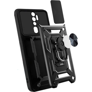 Oppo A9 2020 Kılıf Manyetik Standlı Kamera Korumalı Yüzüklü Zırh Tank Kılıf Koruyucu Kapak