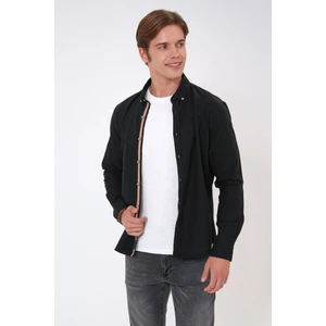 Back And Bond Siyah Slim Fit %100 Pamuk Kolay Ütülenebilir Oxford Gömlek