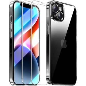 iPhone 14 Şeffaf Kılıf + 2 Adet Temperli Cam Ekran Koruyucu