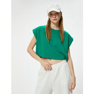 Crop Tişört Oversize Bisiklet Yaka Yarasa Kol