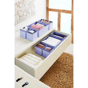 Rope Home Lacivert 4'lü Çizgili Dolap,çekmece Içi Organizer Seti 28X28X13-28X13X13-13X13X13