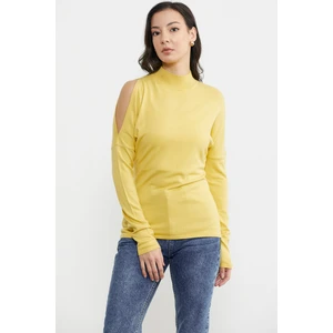 Omuz Detaylı Triko Kazak - Sarı